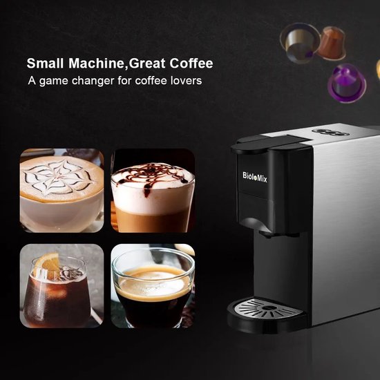 Foto: Quickshop koffieapparaat espressomachine 3 in 1 meerdere capsule koffiezetapparaat espresso machine 19bar 1450w fit nespresso dolce gusto koffie poeder 