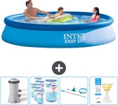 Intex Rond Opblaasbaar Easy Set Zwembad - 366 x 76 cm - Blauw - Inclusief Pomp Filters - Schoonmaakset - Testrips