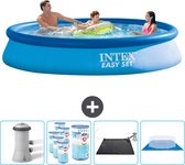 Intex Rond Opblaasbaar Easy Set Zwembad - 366 x 76 cm - Blauw - Inclusief Pomp Filters - Solar Mat - Grondzeil