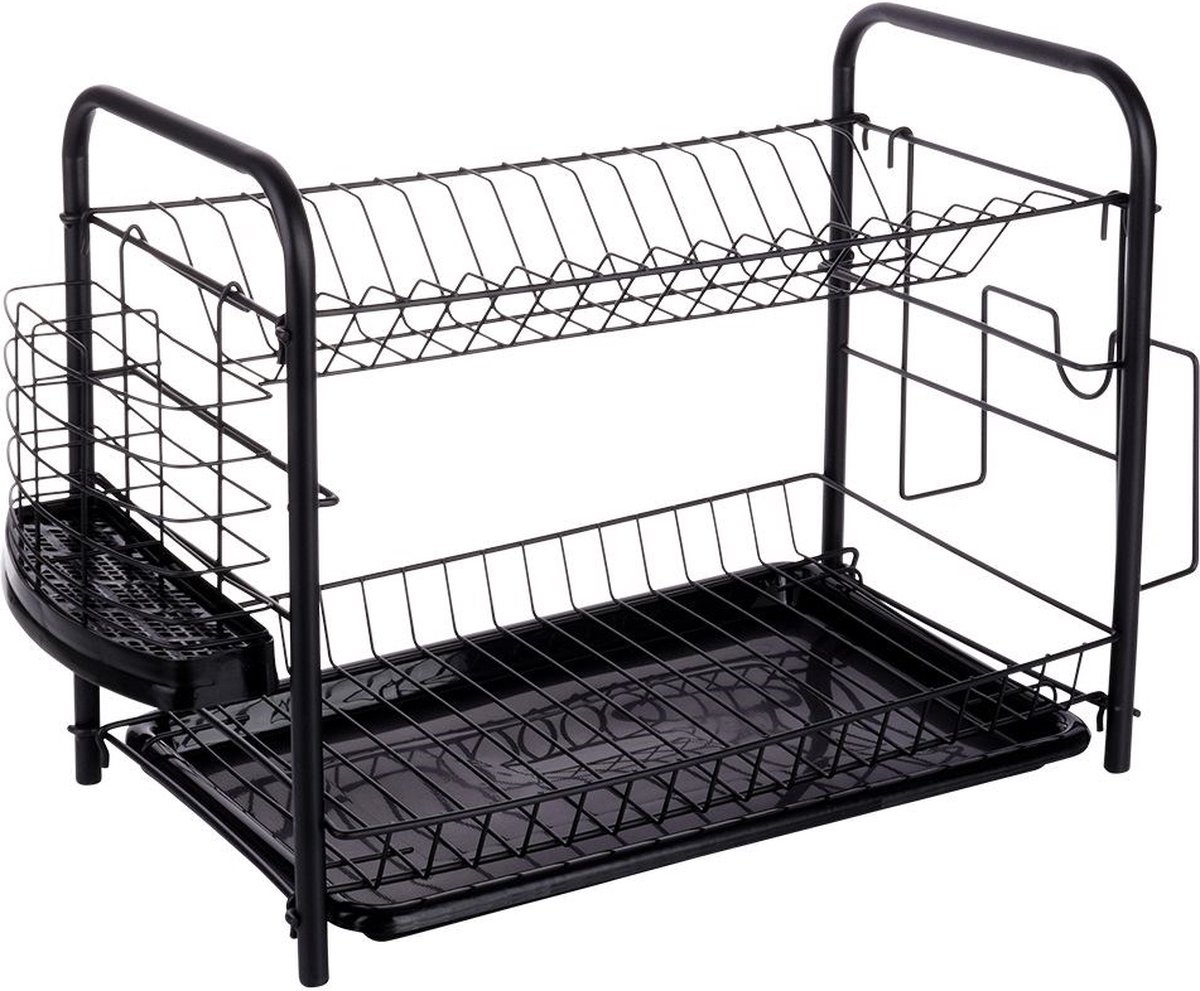 Afdruiprek Zwart 2-Niveaus 51,5x24,5x33 cm - Afwasrek