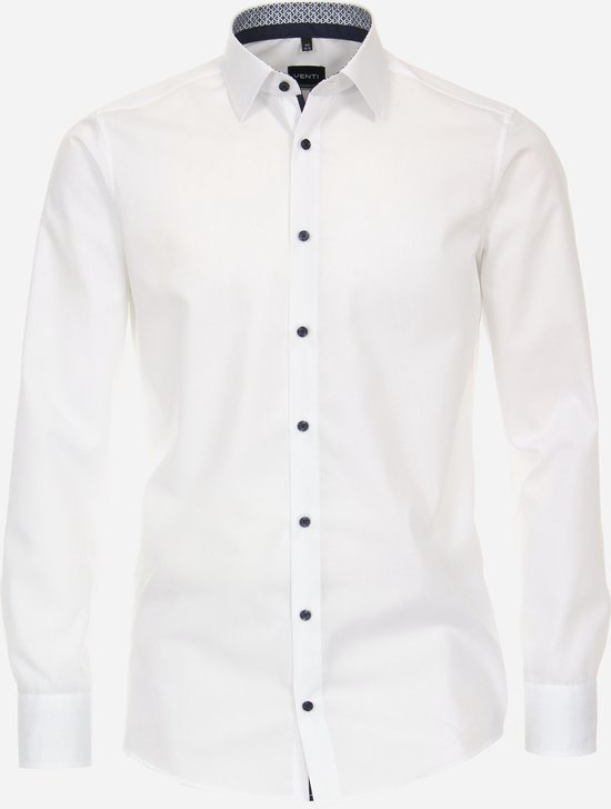 VENTI modern fit overhemd - popeline - wit - Strijkvriendelijk - Boordmaat: 42