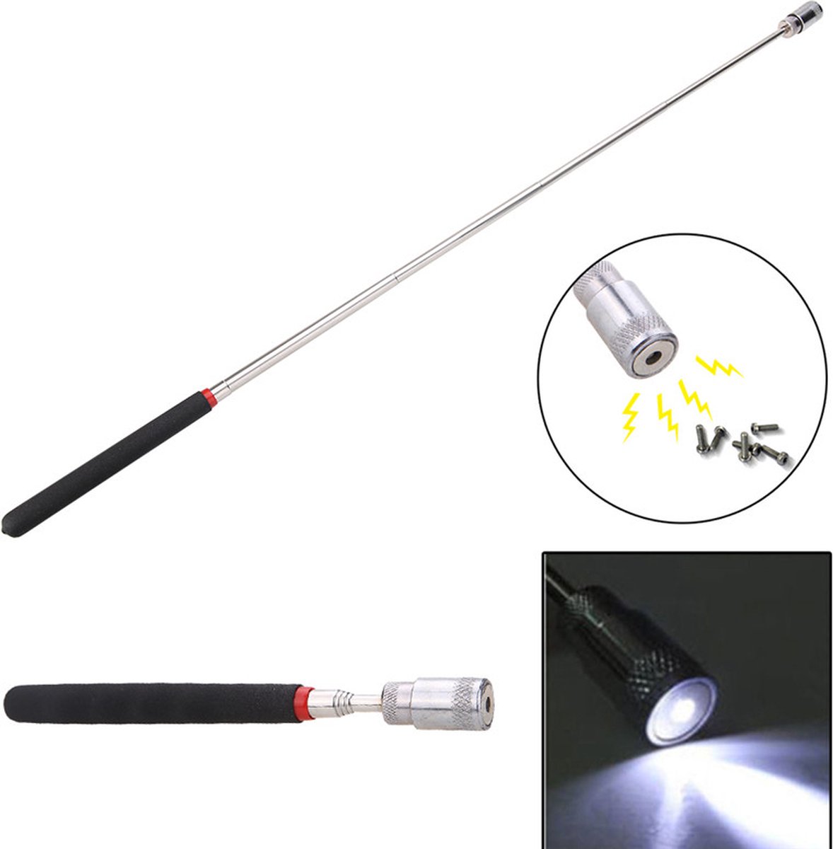 Sterke Telescopische Magneet Pen met LED lamp - Magneet stok - Verstelbaar - Uitschuifbaar - Lang Bereik 63CM - Pick up Stick - Schroeven pakken - 2,5KG kracht - Metaal laten vallen - Geld pakker