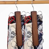 Sjaalhouder Hanger Dashouder Sjaalhanger Houten dashanger Riemhouder met 10 gaten Dashouder voor garderobe, stropdassen, riemen, sjaals, accessoires (bruin, 2)