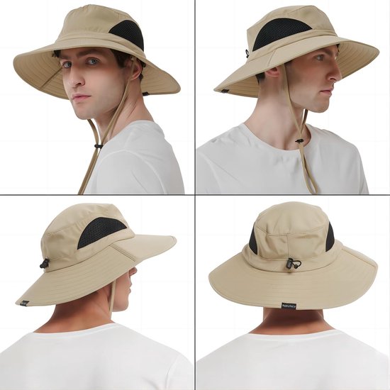 Zylioo XL/XXL/3XL zonnehoeden voor mannen grote hoofden, grote UPF50 Safari Boonie-hoed met brede rand, oversized bushhoed voor buiten, wandelen, klimmen, vissen, Kaki, XXL