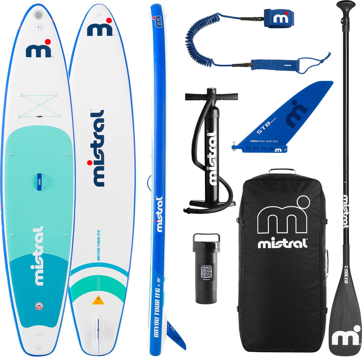 Mistral® Bayou Tour 11'6 | SUP board opblaasbaar | Complete set SUPboard | Allround Touring board | Lange tochten in alle comfort | Voor volwassenen en kinderen