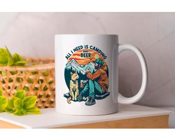Mok All I Need is Camping and Beer - Cats - Gift - Cadeau - CatLovers - Meow - KittyLove - Katten - Kattenliefhebbers - Katjesliefde - Prrrfect