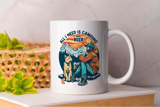Mok All I Need is Camping and Beer - Cats - Gift - Cadeau - CatLovers - Meow - KittyLove - Katten - Kattenliefhebbers - Katjesliefde - Prrrfect