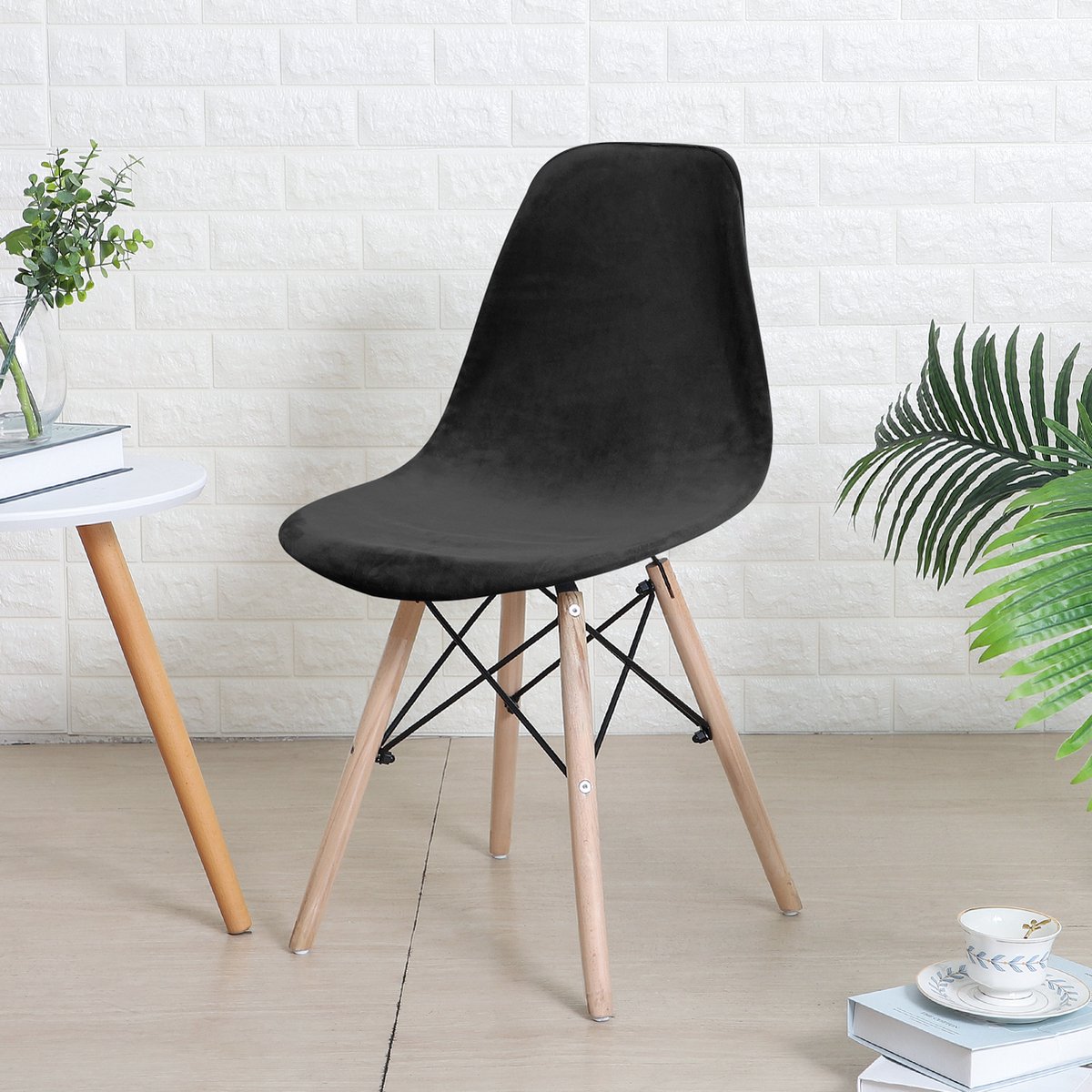 Covers By Ralfos* Stoelhoes Velvet Zwart | Scandinavische Kuipstoel | Verkrijgbaar per stuk, Set van 4, 6 en 8 | Volumekorting | Hoes | Scandinavisch Beschermend | Luxe en Chic | Zacht | Duurzame oplossing | Woonkamer upgrade | Stijlvol | Wonen