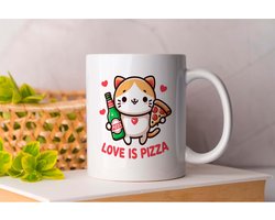 Mok Love Is Pizza - Cats - Gift - Cadeau - CatLovers - Meow - KittyLove - Katten - Kattenliefhebbers - Katjesliefde - Prrrfect