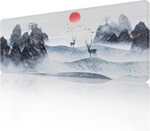 Muismat met kersenbloesem (800 × 300 × 3 mm), verlengde grote muismat bureauonderlegger, genaaide randen muismat, antislip rubberen basis, gaming-muismat XL