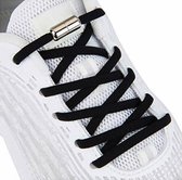 Lace Force® Elastische veters zonder strikken - Zwart met zilveren clips - schoenveters