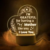 Moederdag - Nachtlamp - 3D Lamp - Kerstcadeau - Sinterklaas cadeau - Cadeau voor haar - Mama - Moederdag Cadeau - Verjaardag