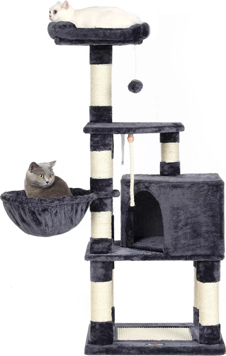 In And OutdoorMatch Luxe Krabpaal Christina - Voor Katten - 138cm - Zwart - Zachte Kattenmand Hangmat - Kattenspeelgoed - Geschikt voor kleine kittens- moederdag cadeautje