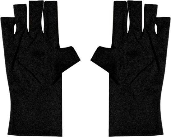 1 Paar anti-UV handschoenen. Zonnescherm UV bescherming, Vingerloze handschoenen voor gel nagellamp, zwart