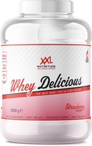 XXL Nutrition - Whey Delicious - Aardbei - Wei Eiwitpoeder met BCAA & Glutamine, Proteïne poeder, Eiwit shake, Whey Protein - 2500 gram