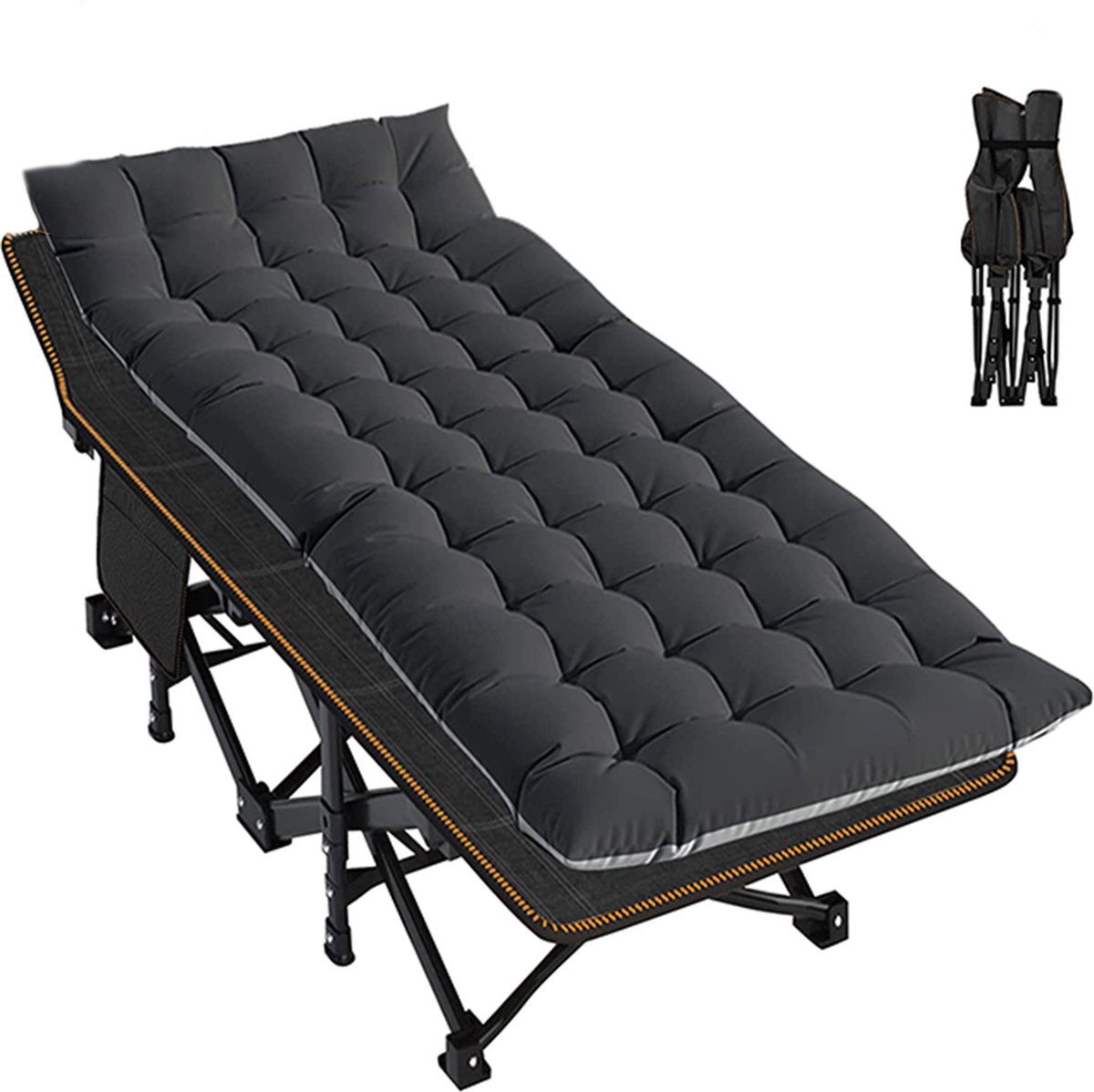 Mojawo Veldbed campingbed met stalen frame 190x62x42cm reisbed ligstoel donkerblauw klapbed incl. draagtas logeerbed