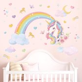 Regenboog Eenhoorn Wolken Muurstickers - Peel en Stick Wall Art Decals voor Meisjes Slaapkamer Kinderkamer Baby Nursery