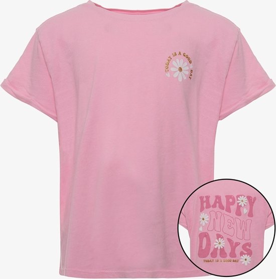 TwoDay meisjes T-shirt roze met backprint - Maat 158/164