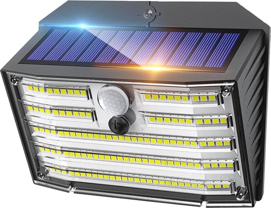 Solar Wandlamp met bewegingssensor - Set van 1 Stuks - 126 LED - Waterdicht - Buiten & Tuin sensor - Wandlamp Buiten - Op Zonne-energie