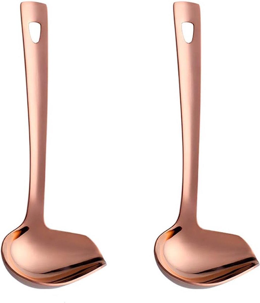 Sauslepel lengte 22 cm roestvrij staal 18 10 sauslepel roségoud kleur scheplepel ladle lepel 2 stuks gietlepels breedte 8 4 cm grote soeplepel serveerlepel met ophanggat
