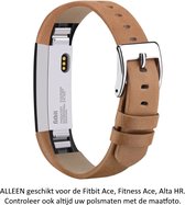 Bruin leren bandje geschikt voor Fitbit Fitness Ace / Fitbit Ace / Fitbit Alta HR / Fitbit Alta - Gespsluiting – Brown leather strap - Leder - Maat: zie maatfoto