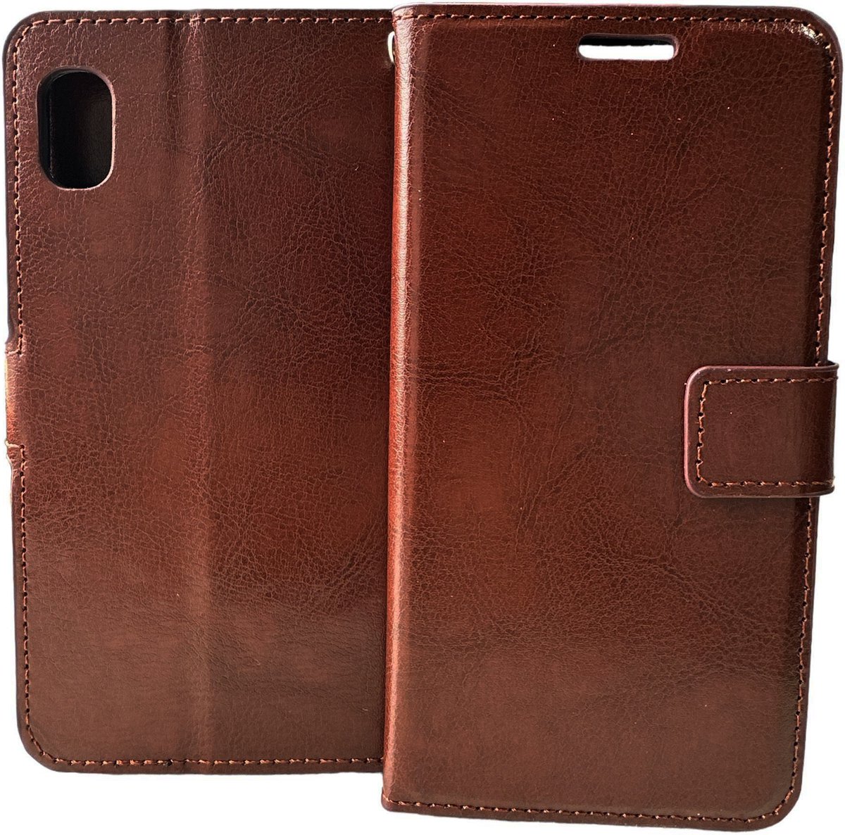 Bookcase Geschikt voor: Samsung Galaxy A01 - Bruin- portemonnee hoesje