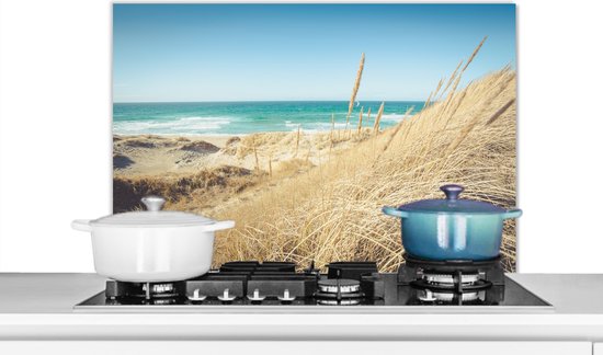 Spatscherm keuken 90x60 cm - Kookplaat achterwand Strand - Duin - Noorwegen - Muurbeschermer - Spatwand fornuis - Hoogwaardig aluminium