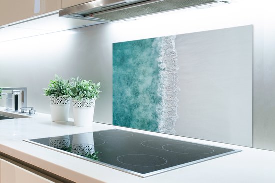 Spatscherm keuken 90x60 cm - Kookplaat achterwand Strand - Zee - Golven - Muurbeschermer - Spatwand fornuis - Hoogwaardig aluminium
