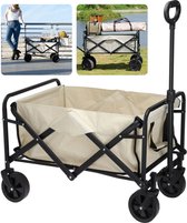 Cheqo® Beach Cart - Chariot de plage à Roues - Chariot de plage - Chariot de transport Plein air pliable pour les sorties à la plage - Chariot de plage pratique avec poignée - 73x51x92cm - Beige