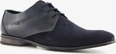 Chaussures à lacets pour hommes en cuir Bugatti daim/cuir lisse - Blauw - Taille 41 - Cuir véritable
