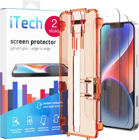 screenprotector - 2 stuks - geschikt voor iPhone 13 / 14 - Perfecte installatie