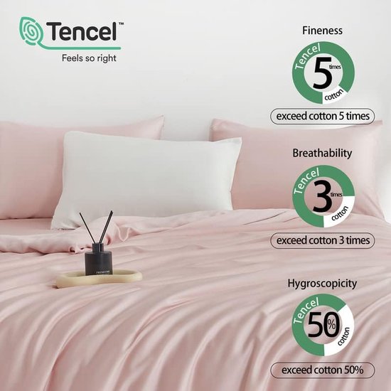 Dubbelzijdig, 100% pure Tencel kussensloop, high-end kussensloop, geschikt voor haar- en huidgezondheid, 2-delig, 40x40 cm, met verborgen ritssluiting, roze