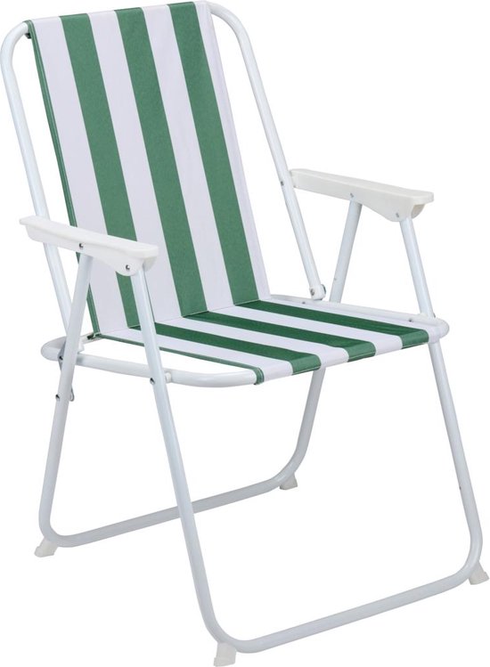 Lifetime Garden Klapstoel - Strandstoel Inklapbaar - Vouwstoel 51 x 46 x 76 cm - Multifunctionele Campingstoel - Makkelijk mee te Nemen - Visstoeltje Opvouwbaar - Groen/ Wit