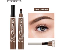 Wenkbrauwpotlood Waterproof | Lichtbruin | Light Brown | Langhoudend Professionele Wenkbrauwmake-up Pen met 4 Split heads - Totale controle