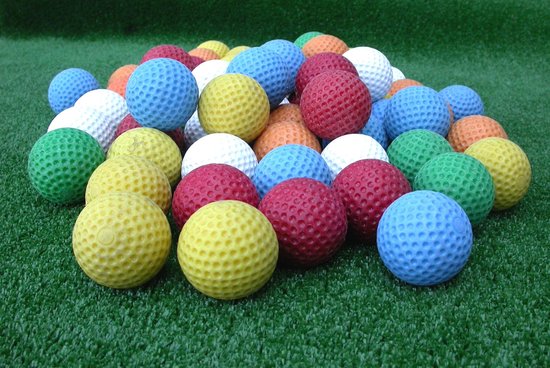 Foto: Golfballen midgetgolfballetjes 50 stuks diverse kleuren 40mm