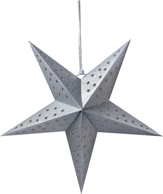 Clayre & Eef Hangende ster 45x15x45 cm Zilverkleurig Papier