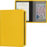 kwmobile hoes voor kentekenbewijs en rijbewijs - Beschermhoes met pasjeshouder in geel - Imitatieleer