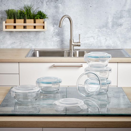 GLASWERK Glazen Vershoudbakjes - 3 Stuks Lekvrije Borosilicaatglas Bakjes Met Deksel, Stapelbaar, Magnetron & Ovenbestendig