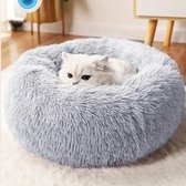 Smart-Shop Super Cat Bed - Warm Slapende Kat Nest Zachte Lange Pluche Beste Honden Bed Kattenmat Dieren Slapen - Grijs
