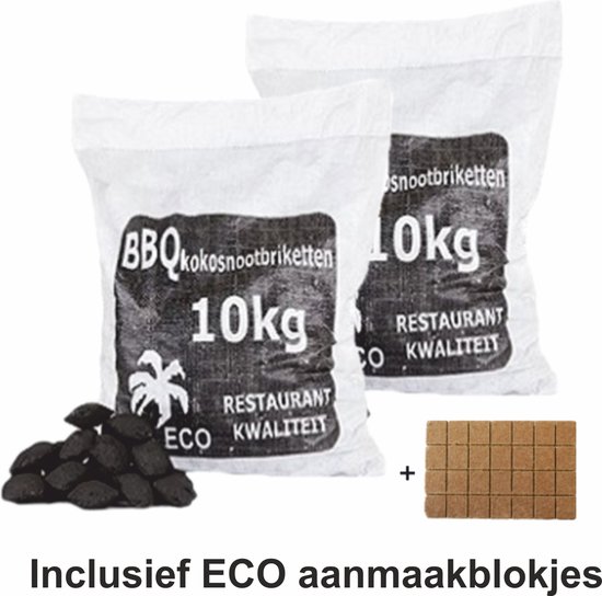 Kokosbriketten - 2x10kg - incl. aanmaakblokjes - Prodica Holland