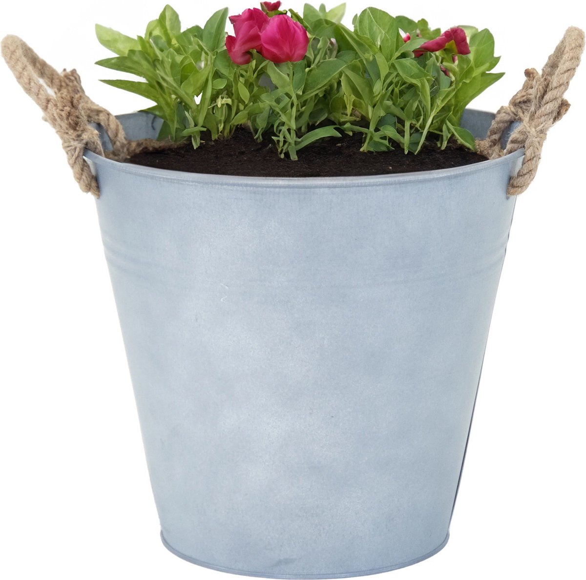 Goedkoopste Mega Collections Emmer/plantenpot/bloempot Old Rope - zink - zilver - D30 X H29 cm