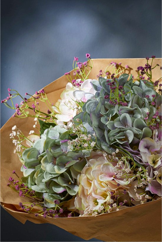 DuHouse 3 stuks grote hortensia kunstbloemen, 50 cm latex real