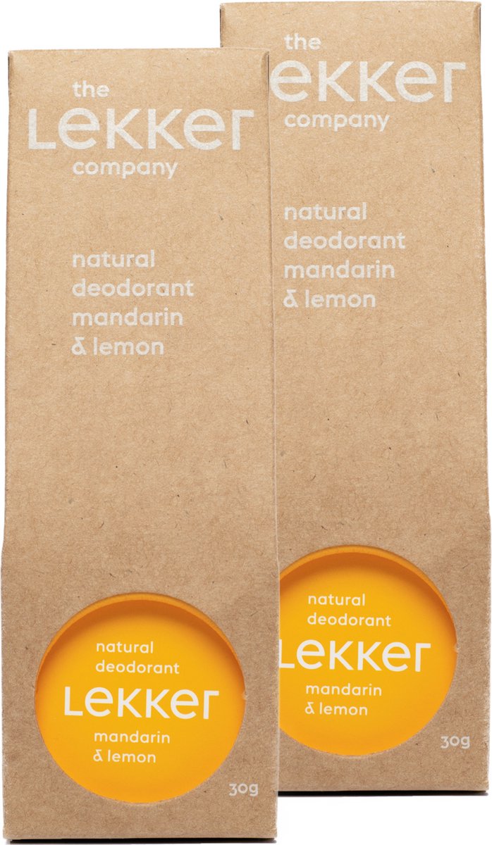 The Lekker Company deodorant crème mandarijn & citroen duoverpakking