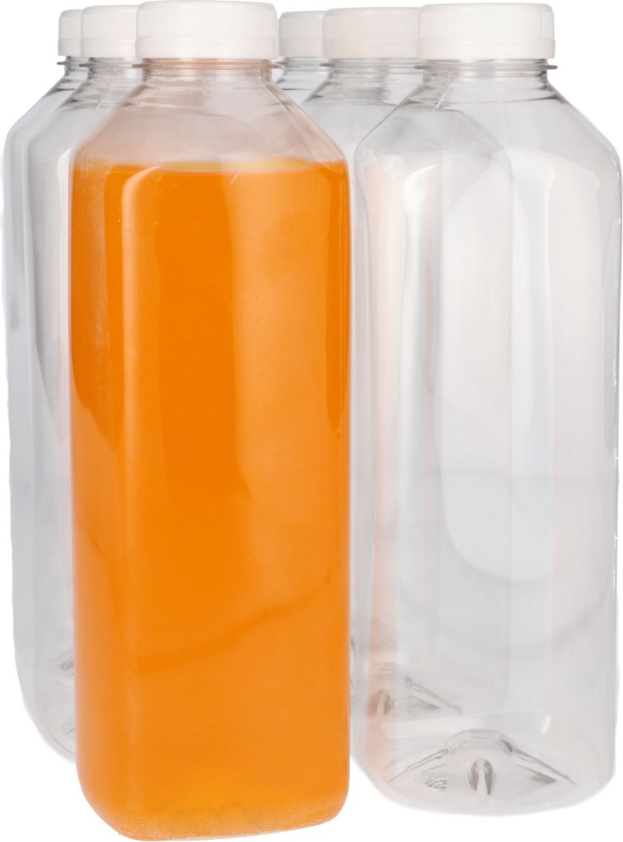 UKCOCO Transparante Plastic Flessen - 4 Stuks, 500 Ml, Met Zwarte Doppen | Leeg, Herbruikbaar, Voedselveilig PET Voor Sap, Olie, Likeur