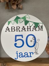 Creaties van Hier - Tuinbord - Abraham - 50 jaar - 50 cm - Dibond