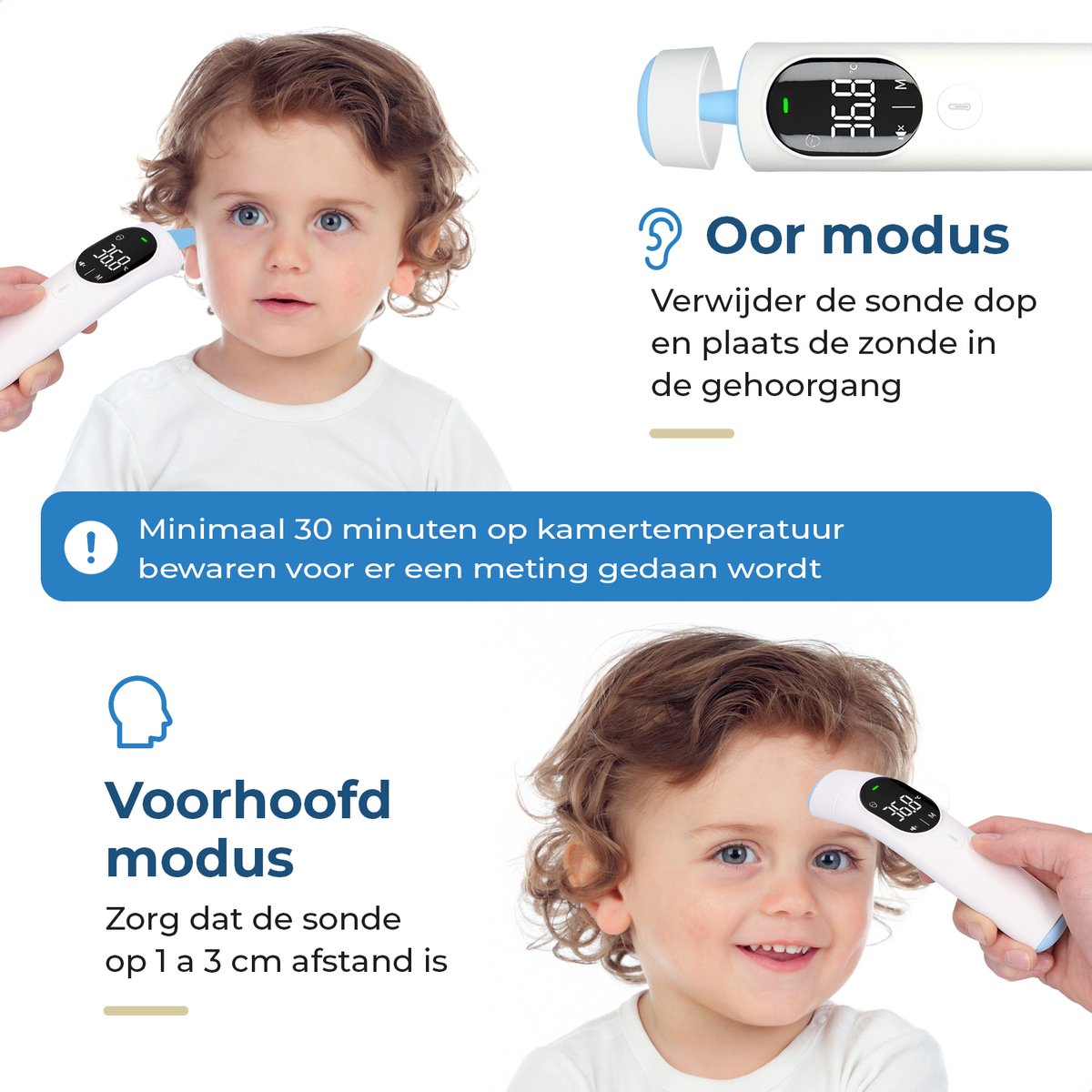 2-in-1 Digitale Oorthermometer – Infrarood Koortsthermometer Oor & Voorhoofd Baby, Kind & Volwassene - Thermometer Incl. App — cadeau in Cadeau-ideeën - foto 3
