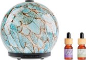 Whiffed Marble® Luxe Aroma Diffuser - Incl. 2x Etherische olie - Lavendel - Eucalyptus - Geurverspreider met Glazen Design - 8 uur Aromatherapie - Tot 80m2 - Essentiële Olie Vernevelaar & Diffuser