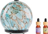 Whiffed Marble® Luxe Aroma Diffuser - Incl. 2x Etherische olie - Lavendel - Rozemarijn - Geurverspreider met Glazen Design - 8 uur Aromatherapie - Tot 80m2 - Essentiële Olie Vernevelaar & Diffuser
