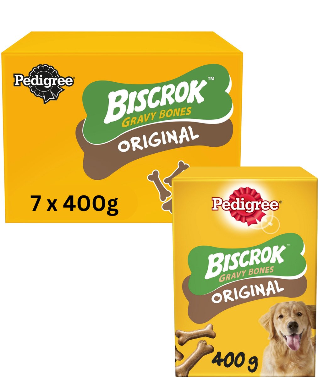 7x Pedigree Biscrok Gravy Bones Hondensnack 400 gr