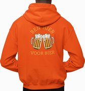 Oranje EK WK & Koningsdag Hoodie Ben Hier Voor Bier Back - MAAT XL - Oranje Feestkleding - Uniseks pasvorm voor dames & heren